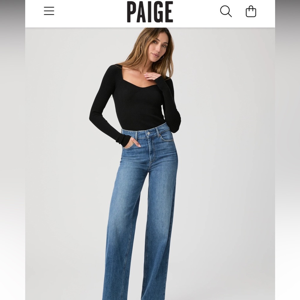 PAIGE SASHA Wide Leg Distressed Jeans (fray hem)  - 32 NWOT (440 RETAIL)